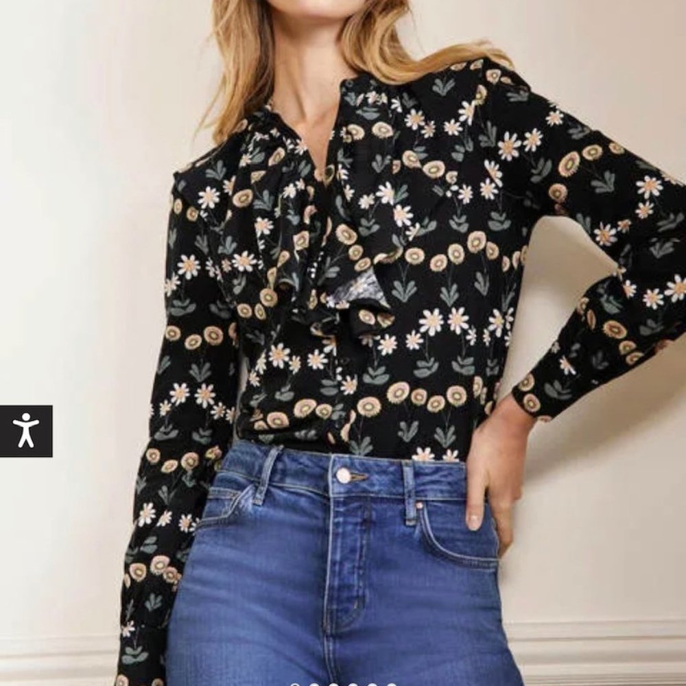 Boden Ruffle Front Jersey Shirt